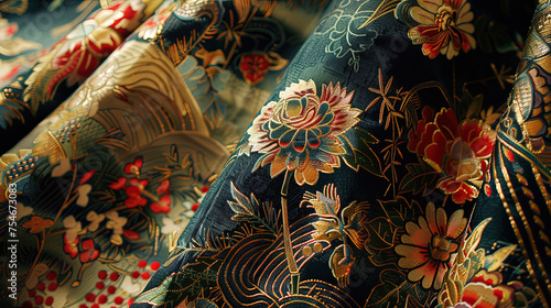 Typical Japanese Cloth Pattern. Japanese Fabric Pattern background © Ladyana