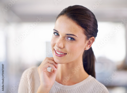 Free Download Office, professional and portrait of business woman with confidence, pride and happy for company. Ideas, workplace and face of person with positive attitude for career, working and job opportunity - GFXLoad