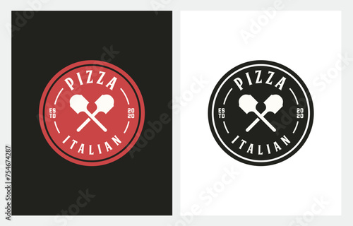 Pizza Pizzeria Peel Shovel Spatula Spade logo design vector 