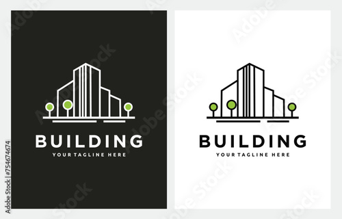Building Landmarks Urban City line Art Logo Design