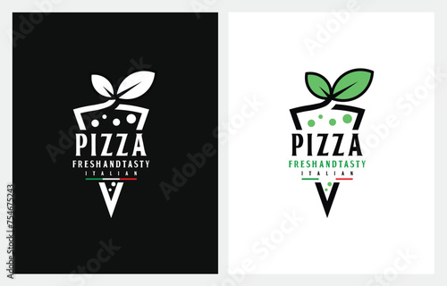Pizza Fresh and Leaf logo design inspiration