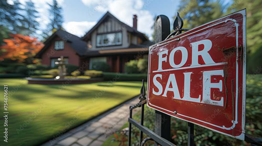 Obraz premium Housing market - home sales data - real estate - realtor - home for sale - house prices - inflation - closing costs - realtor - neighborhood - subdivision