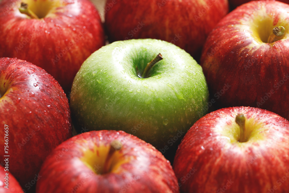 fresh red and green apples on the wooden floor fresh red and green apples on the wooden floor