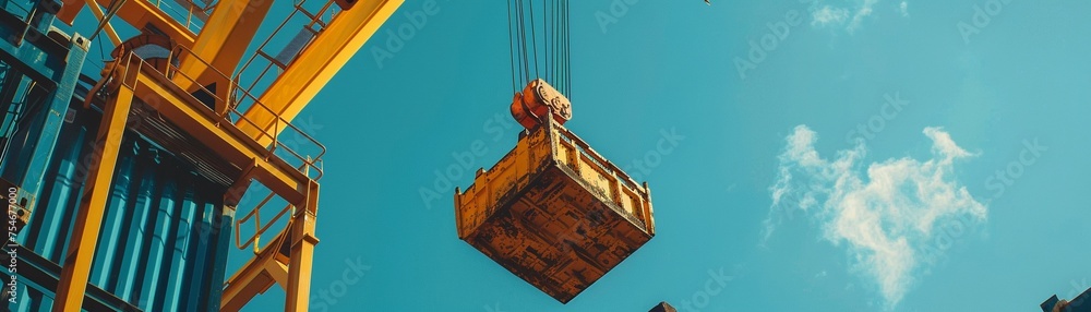 Construction crane in operation - obrazy, fototapety, plakaty 