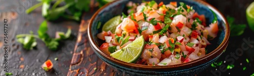 Tropical ceviche tropical meal background. Food background 