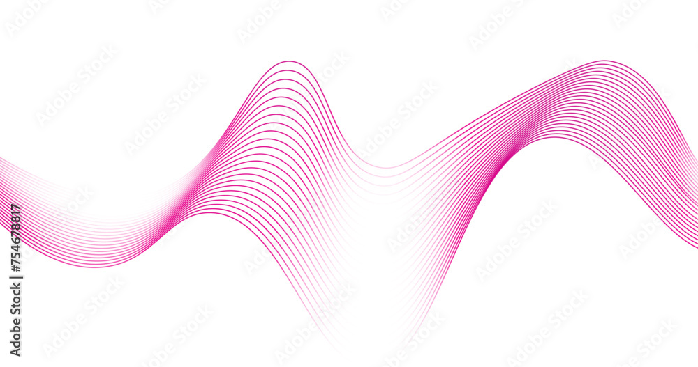 Fototapeta premium abstract wavy lines pattern on a white background with copy space. Collection of illuminated wave line neon and dark blue color in futuristic technology concept.