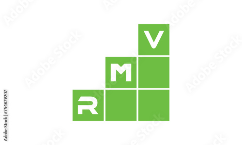 RMV initial letter financial logo design vector template. economics, growth, meter, range, profit, loan, graph, finance, benefits, economic, increase, arrow up, grade, grew up, topper, company, scale photo