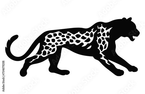 Cheetah Vector black and white Silhouette  Running Cheetah Silhouette  Wildcat Clipart