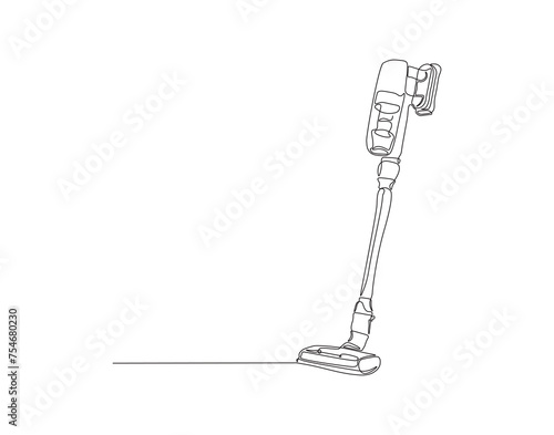 Continuous Line Drawing Of Electric Vacuum Cleaner Machine. One Line Of Vacuum Cleaner. Electric Vacuum Continuous Line Art. Editable Outline.