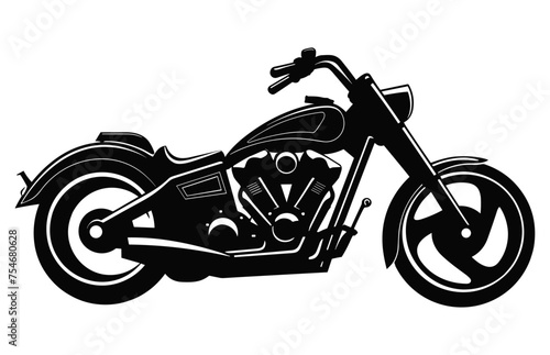 Fototapeta Naklejka Na Ścianę i Meble -  Motorcycle vector black and white silhouette isolated on a white background, Motorbike Silhouette Clipart