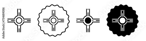 Road junction icon logo set vector