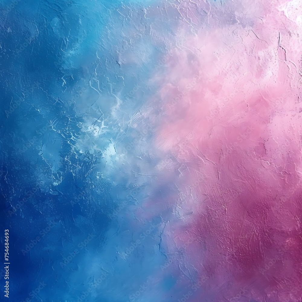 A painting of a blue and pink sky with a pink cloud