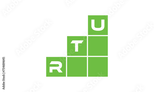 RTU initial letter financial logo design vector template. economics, growth, meter, range, profit, loan, graph, finance, benefits, economic, increase, arrow up, grade, grew up, topper, company, scale