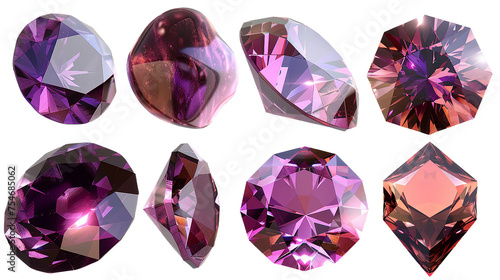 Alexandrite Jewelry Collection: Vibrant Gems in 3D Digital Art, Isolated on Transparent Background for Luxury Designs! © Spear