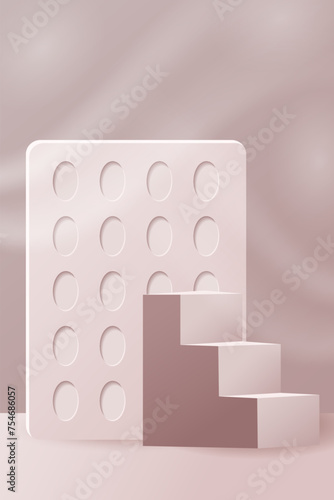 3d realistic staircase catwalk up. Victory, award, award, arena, celebration, success, platform. 3D background in the background. Template for banner, invitation,postcard, product.