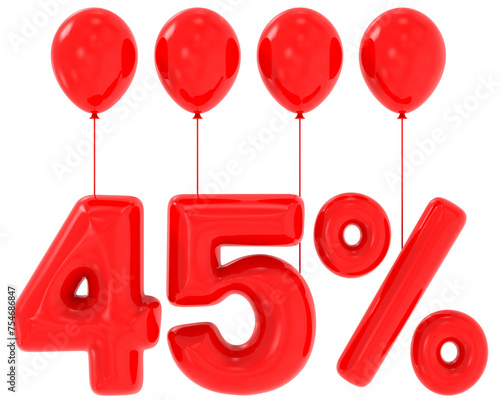 3D Fifty Percent Sale 45 Sale Sale Decoration Red photo