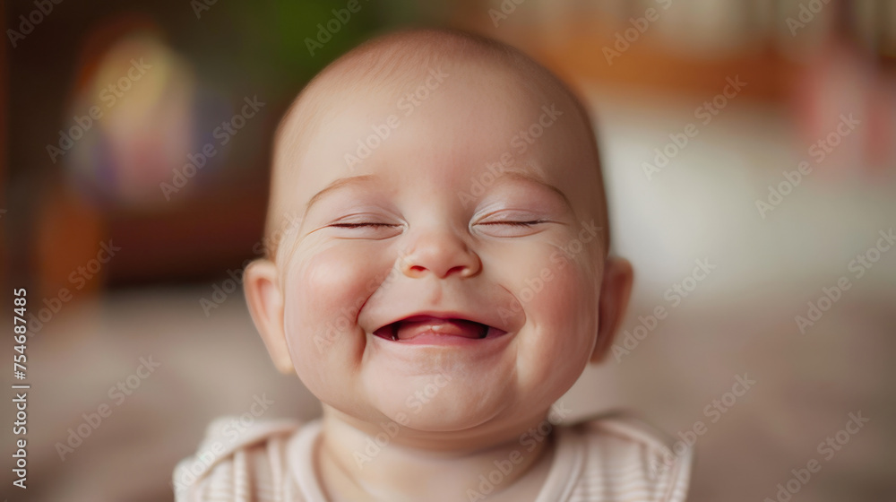 A cute baby is laughing heartilybanner