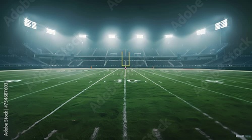 Modern American football field inside the stadium