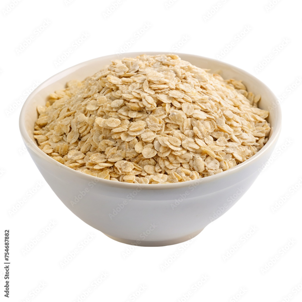 Oat flakes in a bowl isolated on transparent background. Oat flakes in a bowl isolated on transparent background.