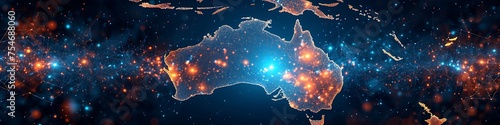 A colorful image of Australia with a blue background