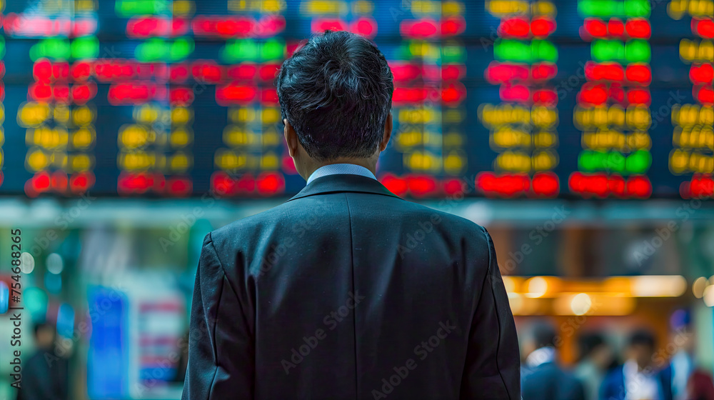 Business man, People turning their backs, Stock Exchange Software background