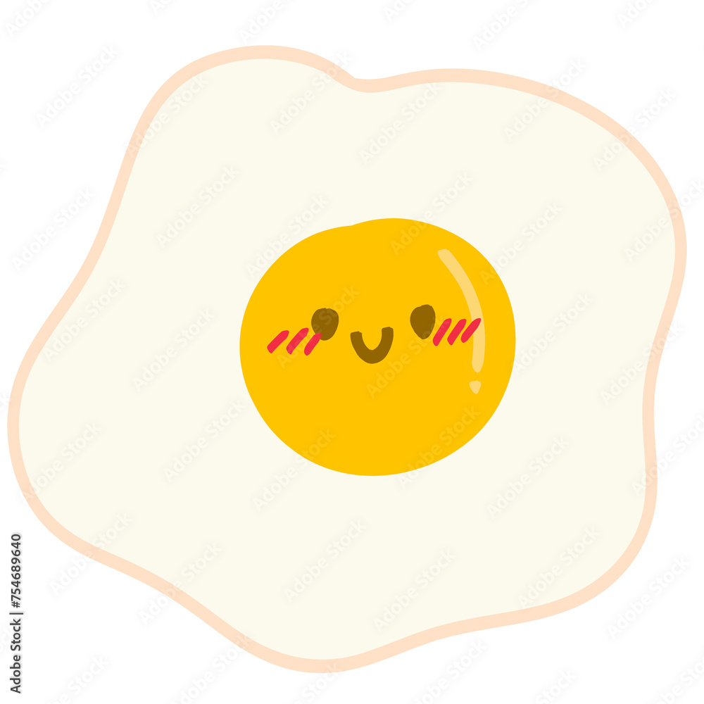 Isolated cute fried egg with a happy smile in transparent background. Isolated cute fried egg with a happy smile in transparent background.