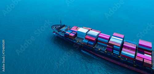 Business trip with ship the partner connection Container Cargo freight ship for Import Export photo