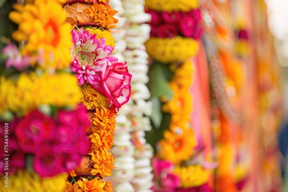 Fototapeta premium A festive Indian wedding celebration with colorful decorations and traditional attire