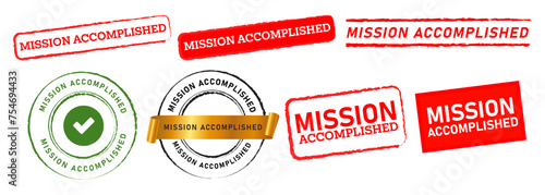 mission accomplished rectangle circle green and red color stamp label completed sign