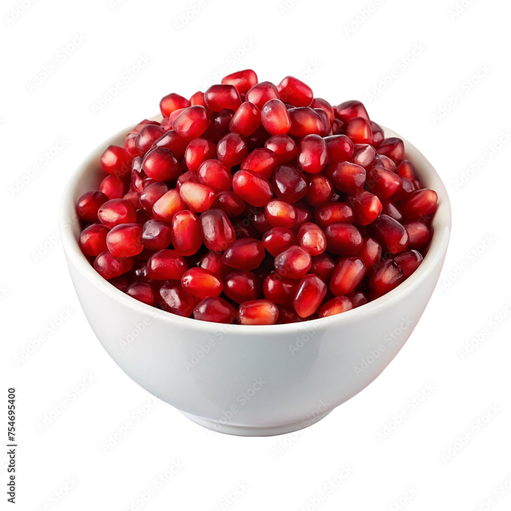 Pomegranate seeds in a bowl isolated on transparent background. Pomegranate seeds in a bowl isolated on transparent background.