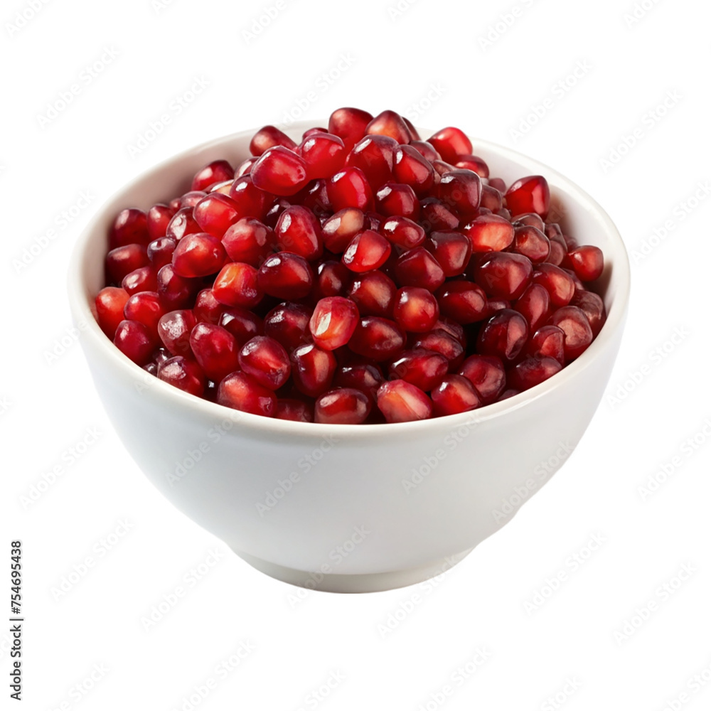 Pomegranate seeds in a bowl isolated on transparent background. Pomegranate seeds in a bowl isolated on transparent background.