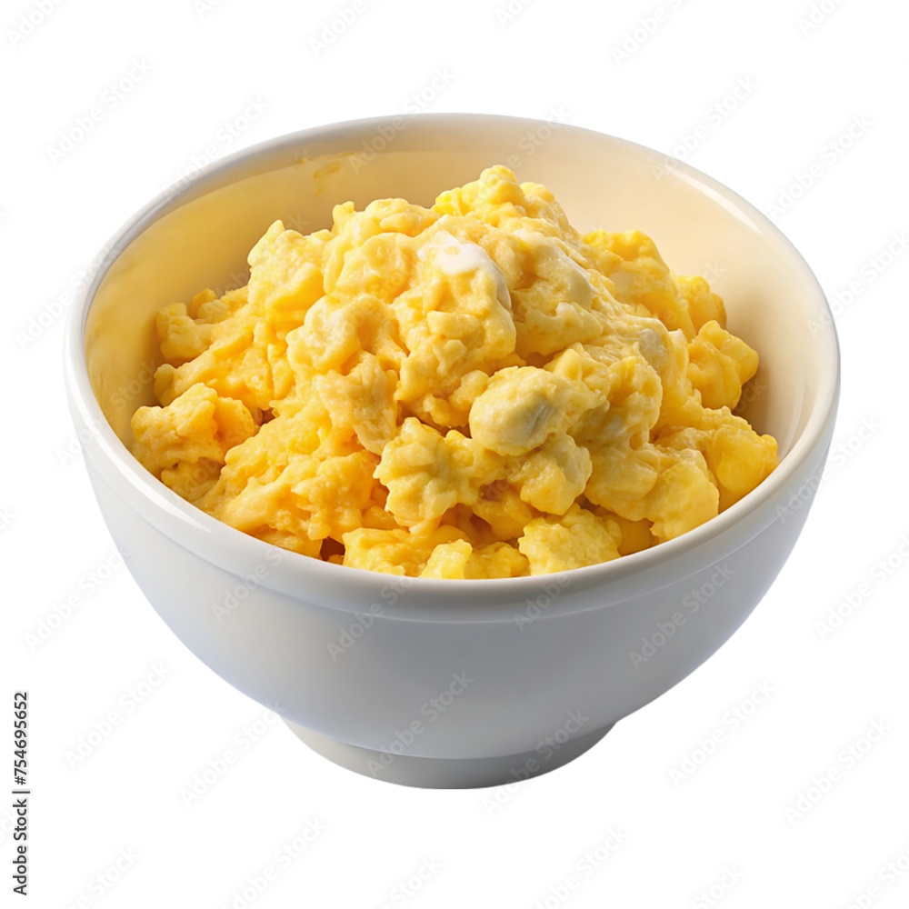 Scrambled eggs in a bowl isolated on a transparent background. Scrambled eggs in a bowl isolated on a transparent background.