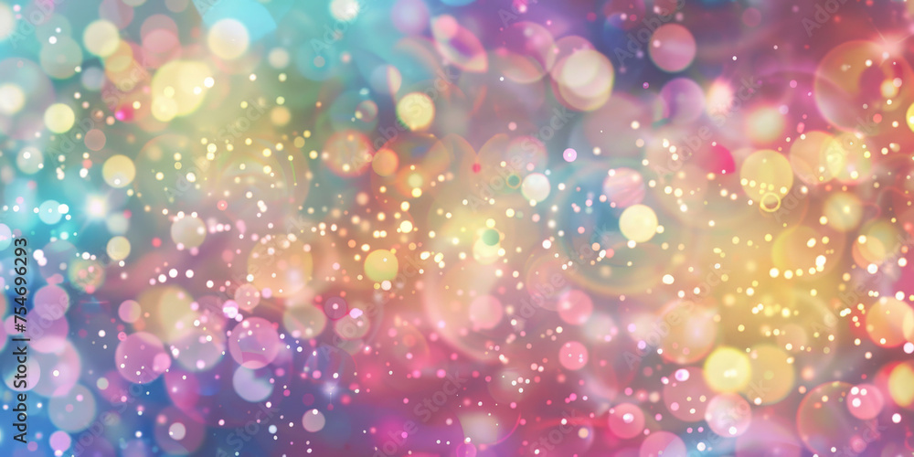 Abstract blurred background with white bokeh lights and sparkling glitter in pastel colors. Abstract background with colorful defocused light, stars, sparkles, and particles. blue unicorn banner Abstract blurred background with white bokeh lights and sparkling glitter in pastel colors. Abstract background with colorful defocused light, stars, sparkles, and particles. blue unicorn banner