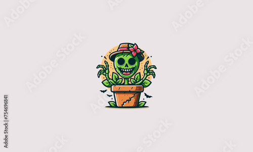 plant zombie vector illustration flat design