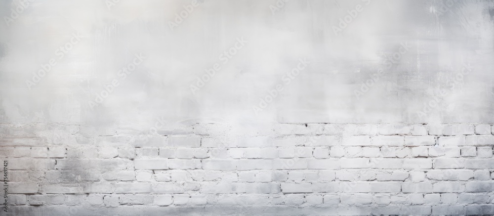Obraz premium A black and white brick wall covered in a white mist, creating a textured and abstract background.