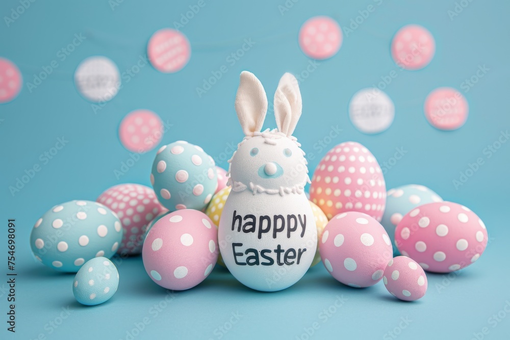 Colorful Easter Egg Basket Religion. Happy easter Easter bunny. 3d new life hare rabbit illustration design. Cute bleeding hearts festive card personalized greeting with copy space wallpaper backdrop Colorful Easter Egg Basket Religion. Happy easter Easter bunny. 3d new life hare rabbit illustration design. Cute bleeding hearts festive card personalized greeting with copy space wallpaper backdrop