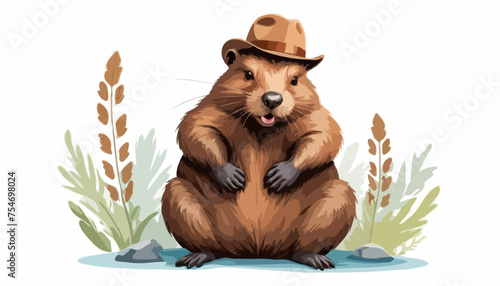 beaver logo design idea, illustration Canadian icon logo design concept. Beaver day illustration