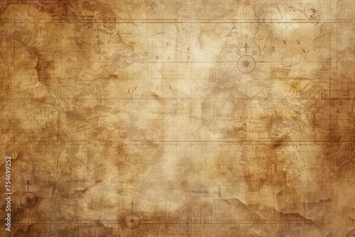 A vintage map background with sepia tones and faded edges © AI Farm