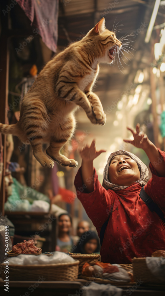 Cat in the market Cat in the market