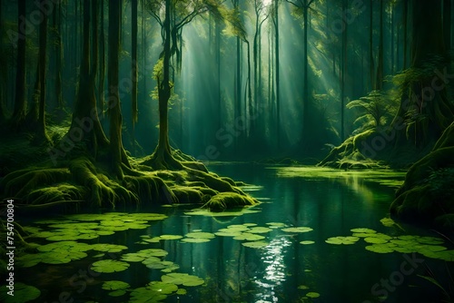 Green swamp landscape