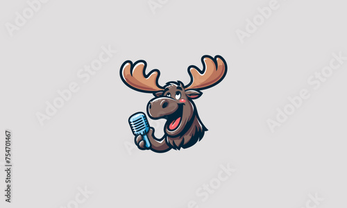 moose singing smile vector illustration mascot design
