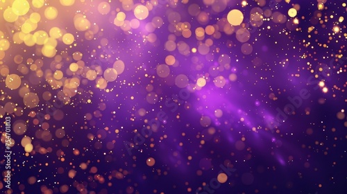 Abstract purple background with gold particle and glitter 