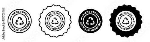 Made from recycled materials icon logo set vector