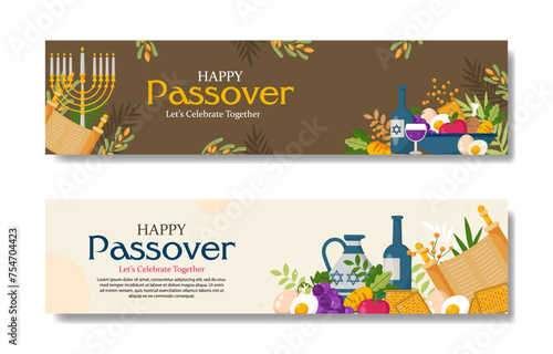 happy passover horizontal banner collection, for background and poster template