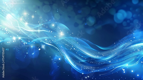 Blue abstract background with lines and lights 