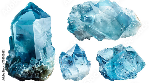 Aquamarine Collection: Captivating Gemstones in Brilliant 3D Digital Art, Perfect for Designs Requiring Transparency and Elegance.