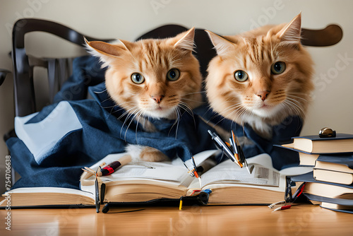 cat and book. Generative AI