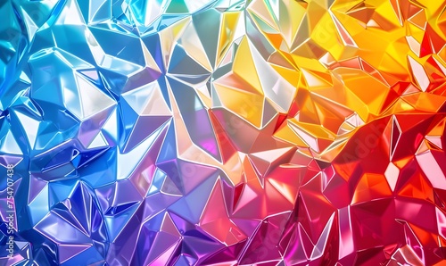 Colorful abstract crystal background, iridescent texture, macro panorama, faceted gem,
