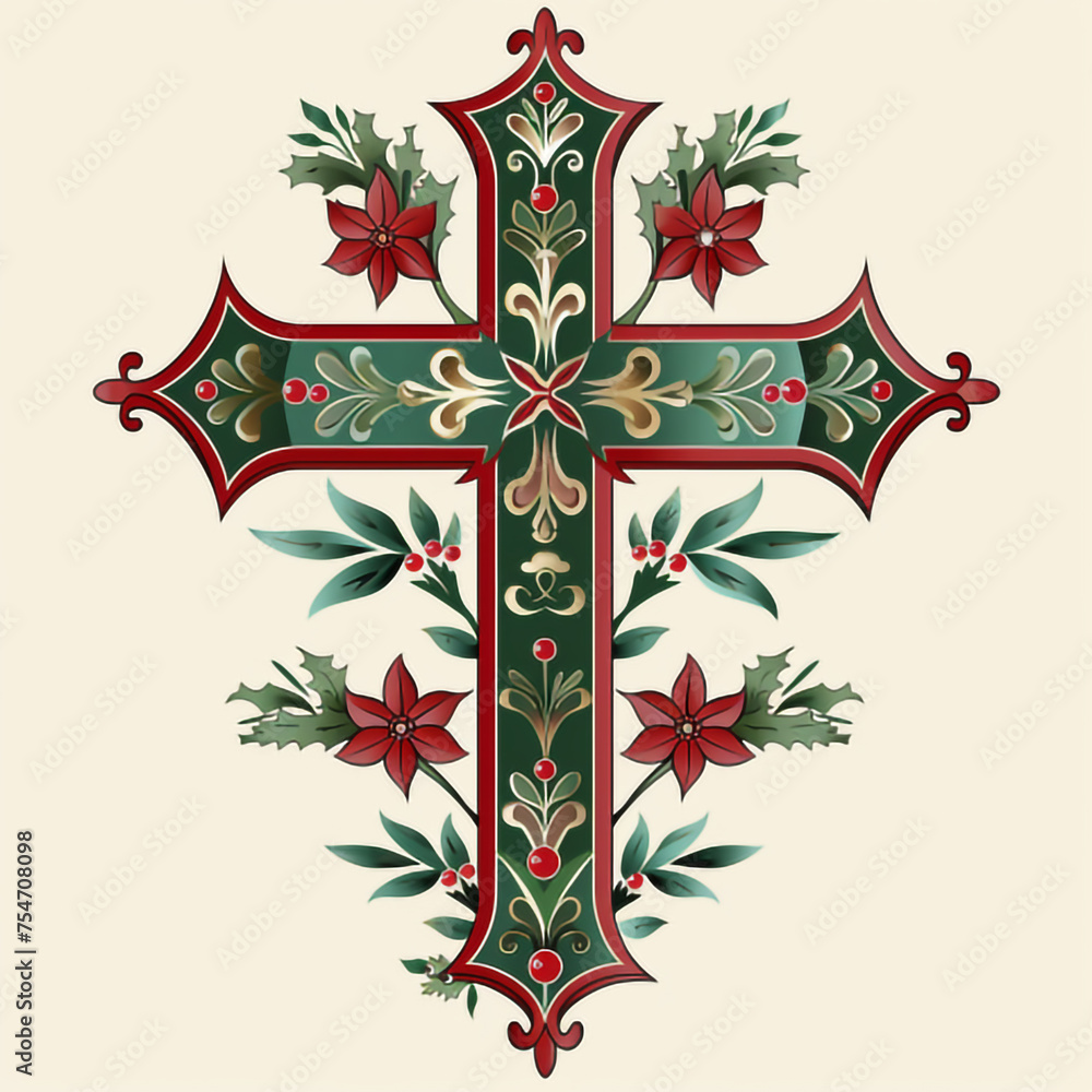 the Christian cross. Christmas illustration