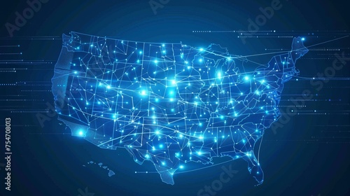 Wallpaper Mural Digital map of USA, concept of American global network and connectivity Torontodigital.ca